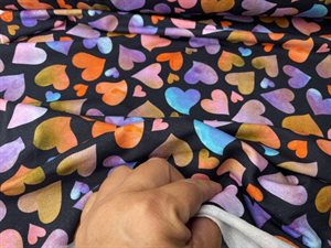 French Terry - flotte farverige hjerter